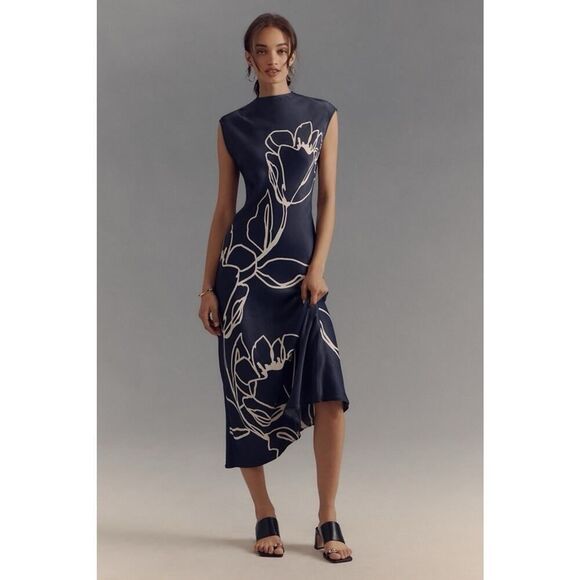 lace hem midi dress Women's Caught You Smiling Cornflower Blue Textured Woven Belted Lace Midi Dress | Color: Sky Blue | Size: L